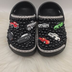 CROCS Black and Silver Car-Themed Kids' Clogs